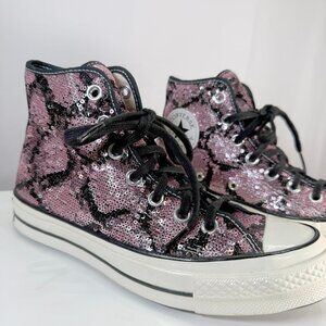 New Converse Chuck Taylor 70 Sequin Pink Black High Top Women’s 7 EU 37.5